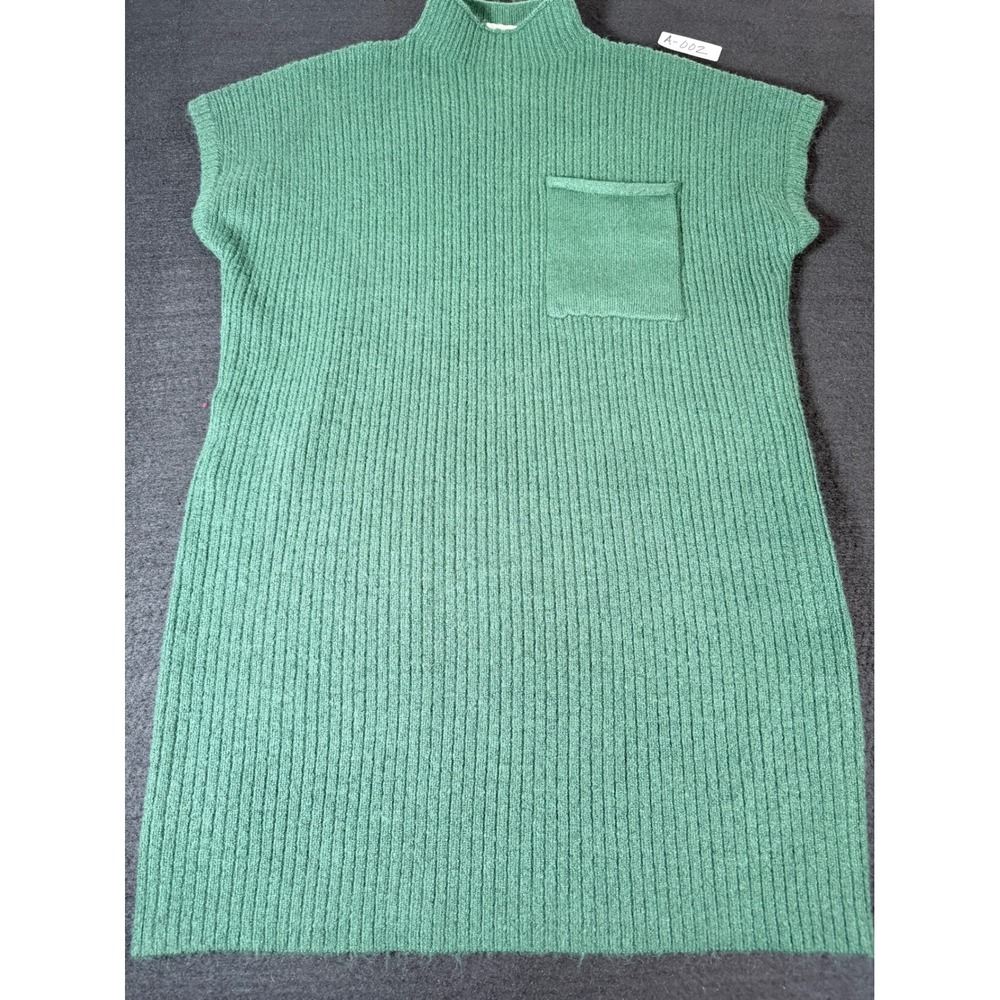 Zenana Green Ribbed Mock Neck Sleeveless Sweater Dress Medium TW-2375Y